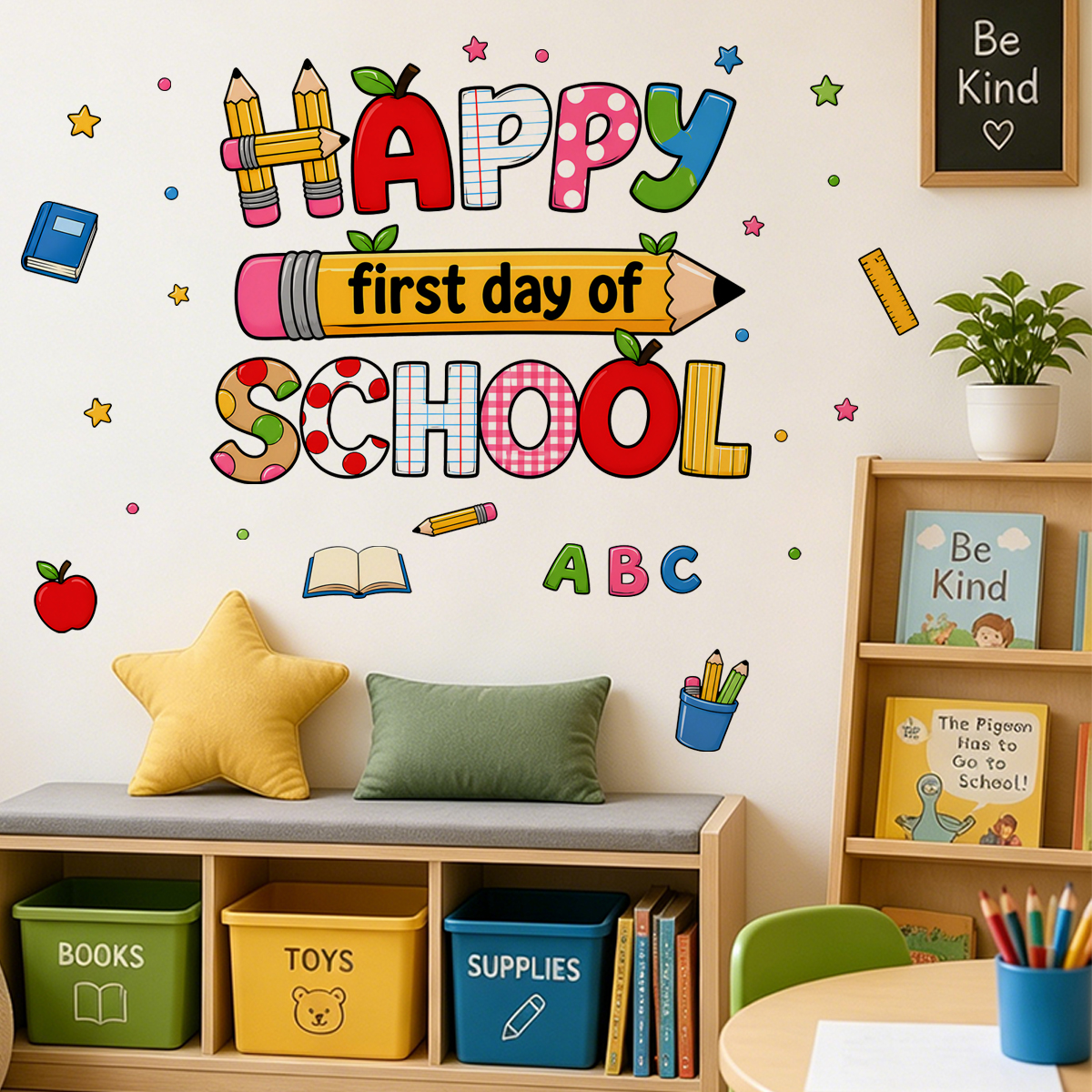Happy Kids Education - Back to School Wall Stickers Happy