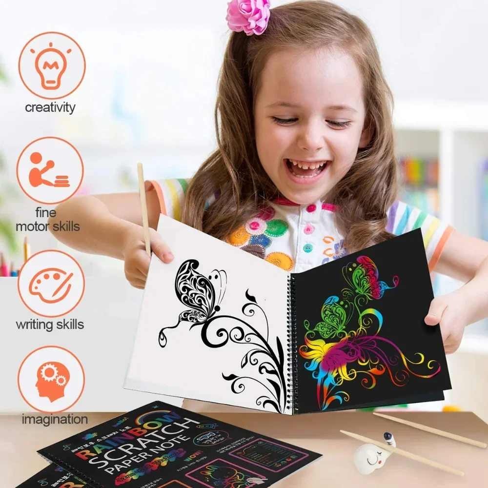 Kids Education Laptop - Rainbow Magic Scratch Off Paper Set