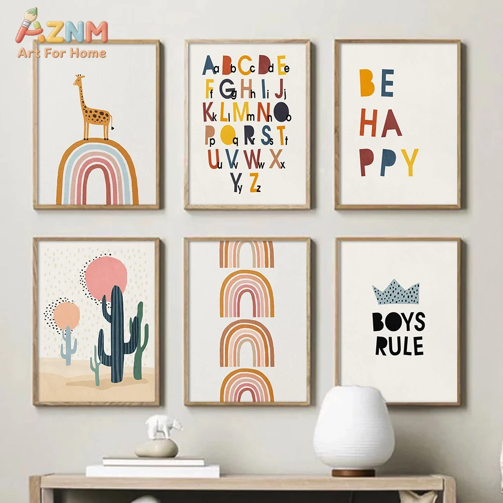 Kids Education Room - Rainbow Alphabet Poster Educational ABC Letter