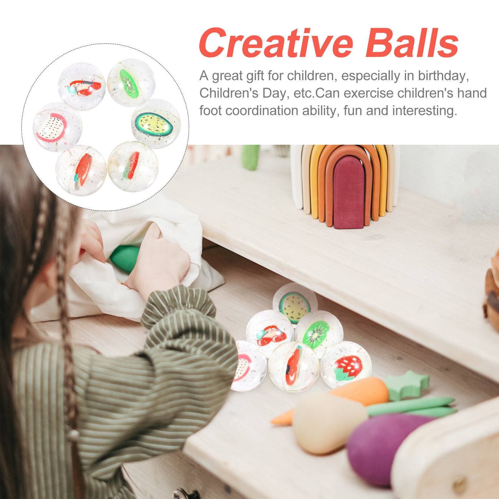 6Pcs Bouncy Balls Elastic Frui - Kids Education And Recreation recensione e prezzo