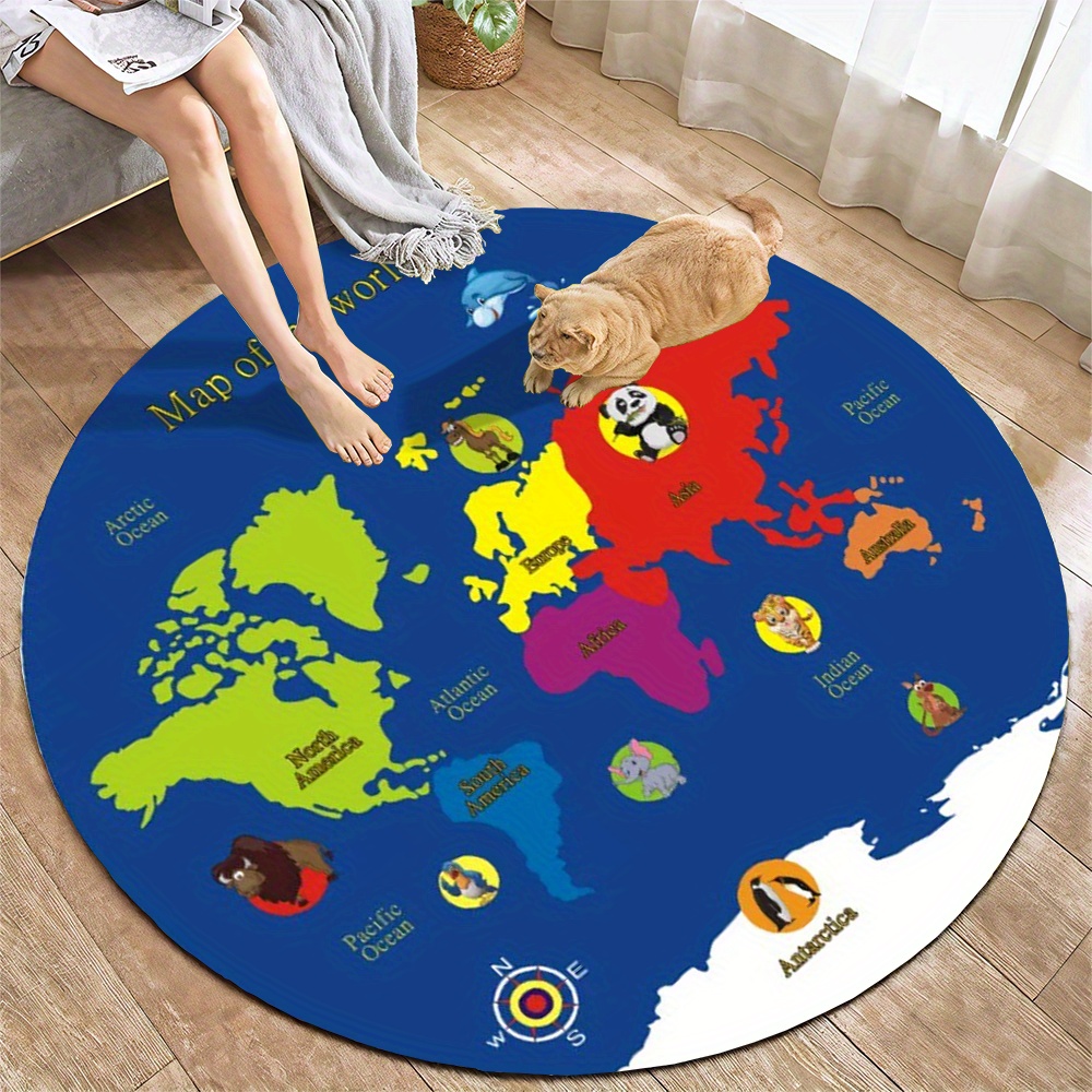 World Map Round Rug Flannel Ed - Kids Education Room recensione e prezzo