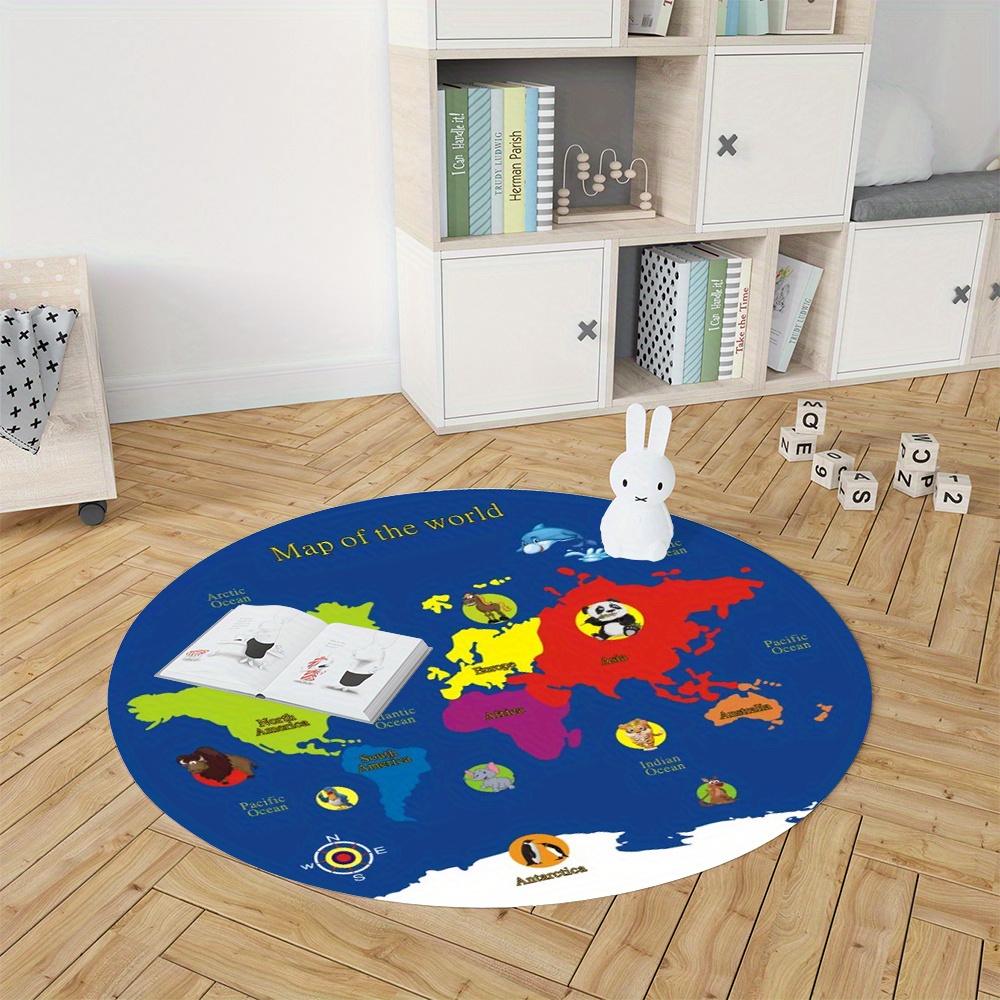 World Map Round Rug Flannel Ed - Kids Education Room recensione e prezzo