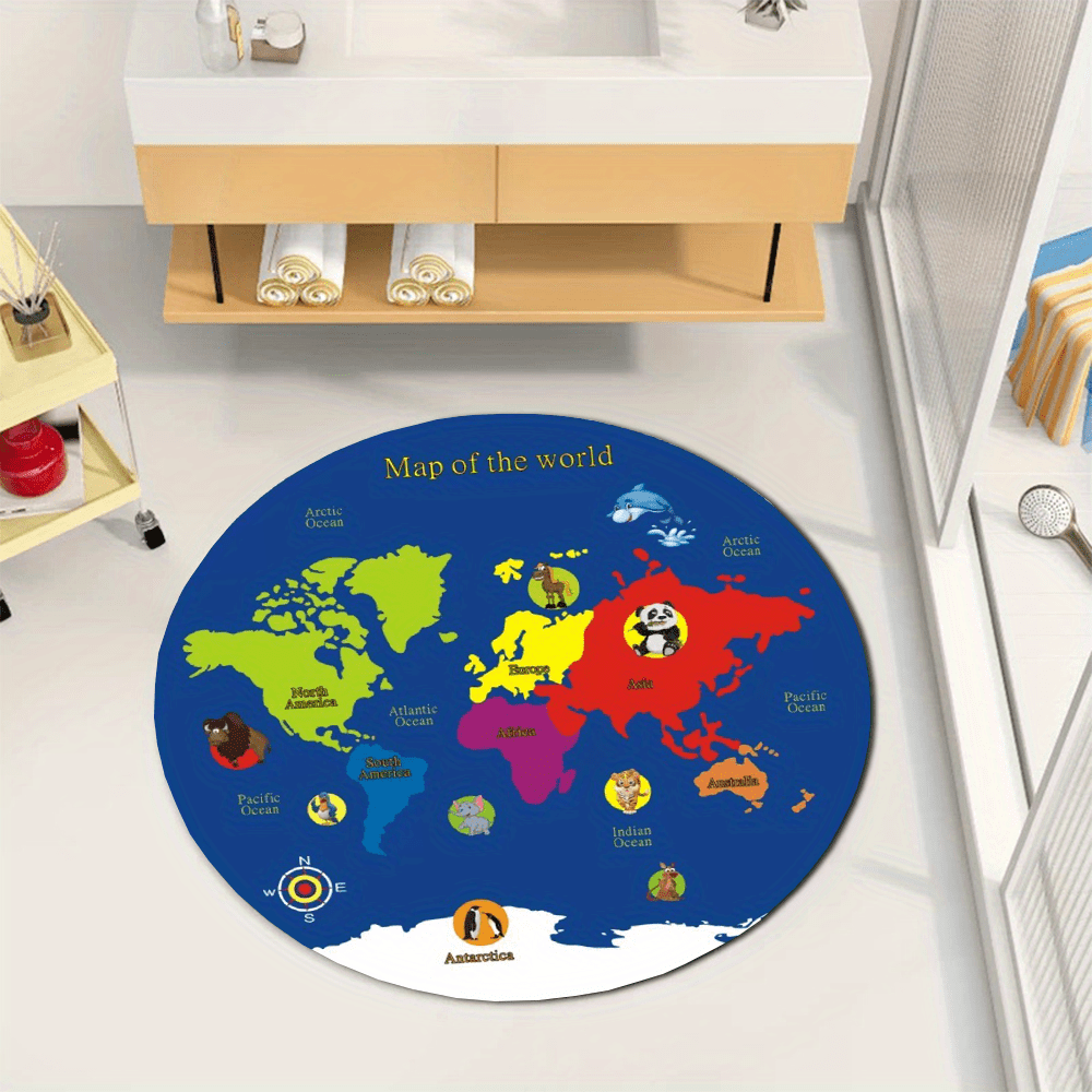 World Map Round Rug Flannel Ed - Kids Education Room recensione e prezzo