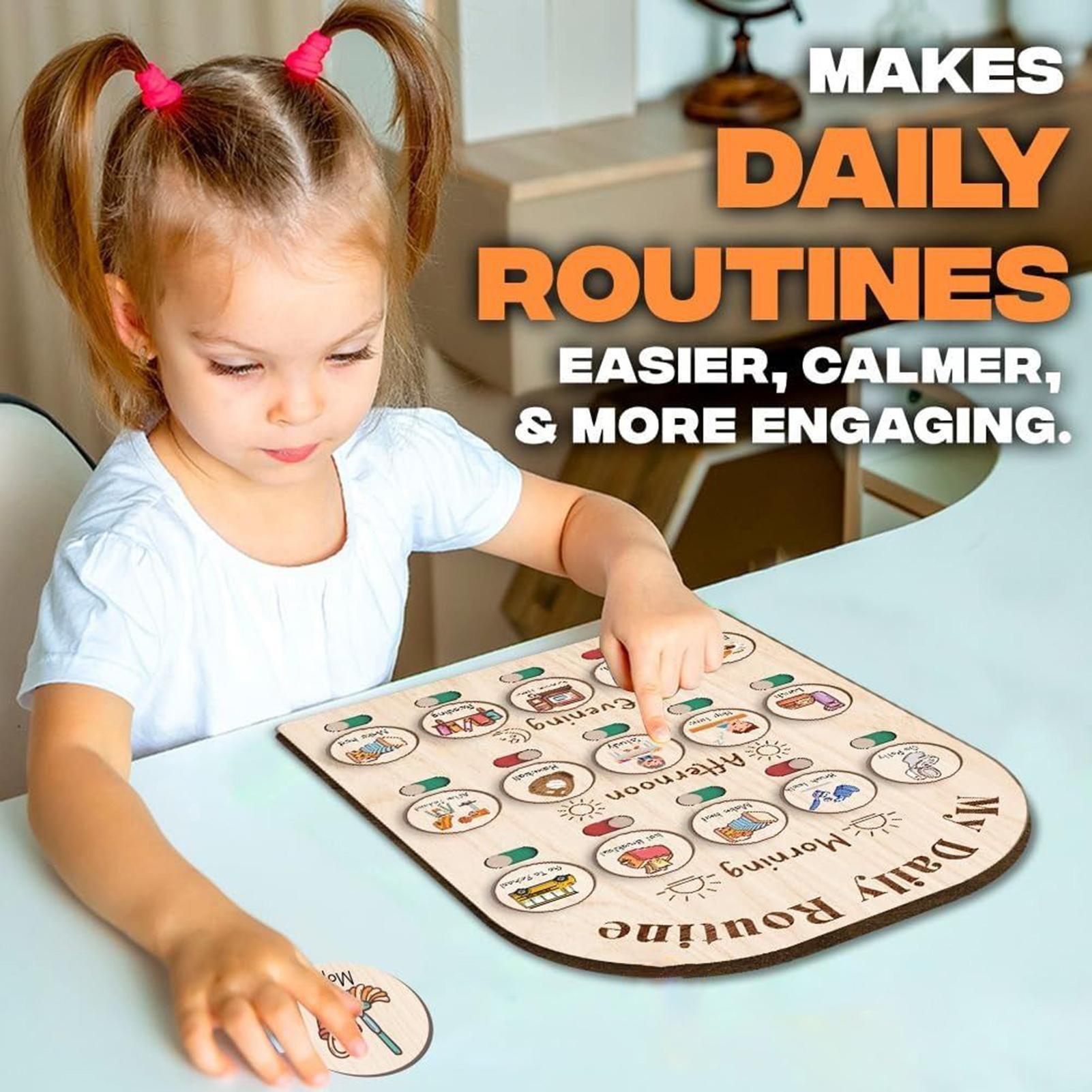 Kids Daily Routine Chart Wood  - Kids Education Charts recensione e prezzo