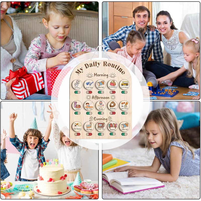 Kids Daily Routine Chart Wood  - Kids Education Charts recensione e prezzo